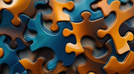 Multicolored puzzle pieces create an intricate design.