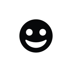 Fototapeta premium Black and White Simple Smiling Face Emoji Icon on a White Background