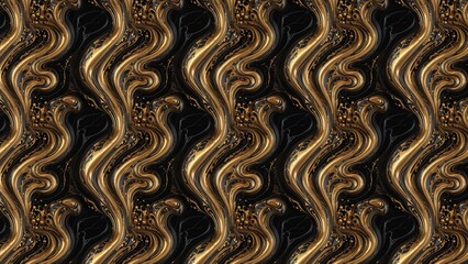 Liquid gold and black marble swirl, elegant and fluid.