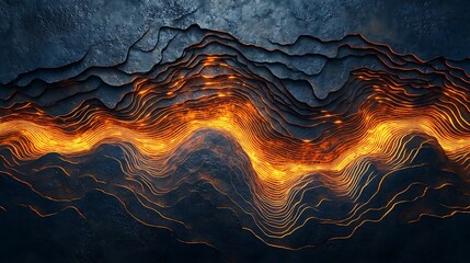 Striking geological formation with glowing molten core abstract art