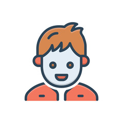 Color illustration icon for boy