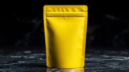Glossy Yellow Stand Up Pouch Packaging Mockup