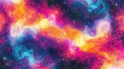 Cosmic Nebula Vibrant Hues and Celestial Swirls