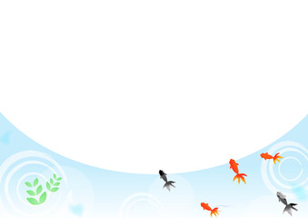 金魚の涼し気な背景フレーム