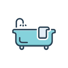 Color illustration icon for bathtub