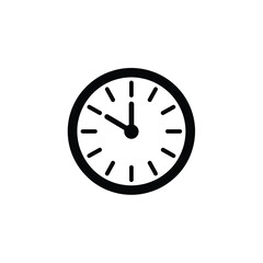 Black Clock Icon Showing Ten O'Clock, Circle With Dashes On White Background Illustration