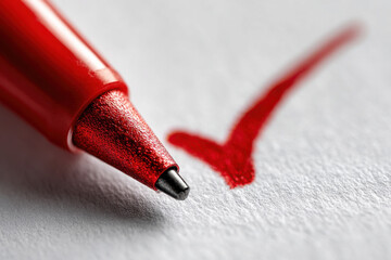Red tick mark with red pen