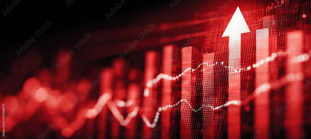 Aufkleber Stock market chart with up arrow. Finance statistic value trade data. Generative AI technology.	
