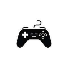 Black Controller Illustration Classic Video Game Console with Wired Connection and Buttons