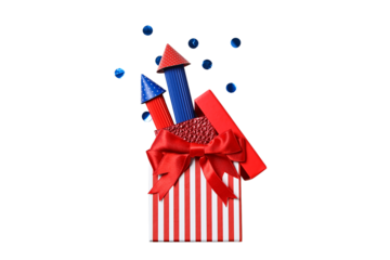 4 July holiday attributes, isolated on white background, PNG