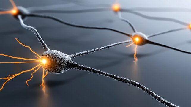A close up view of the complex neural network within the brain showcasing the intricate connections and electrochemical signals between neurons and synapses