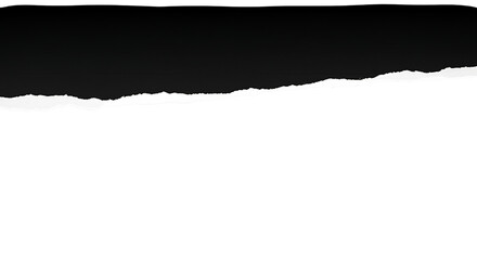 Torn Black Paper Edge with White Rough Rip Isolated on Transparent Background.