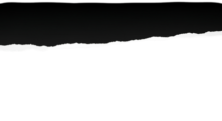 Torn Black Paper Edge with White Rough Rip Isolated on Transparent Background.