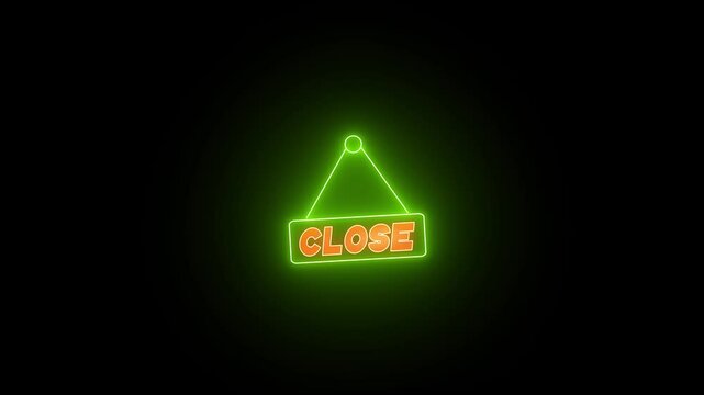 Neon effect Closed text on light board animation. 4K LED text display message.