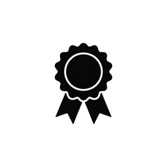 Black Rosette Ribbon Award Icon Isolated on White Background Simple Achievement Symbol