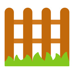 wooden fence and green grass icon