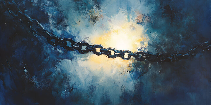 Abstract Broken Chain Symbolizing Freedom and Emotional Struggle

