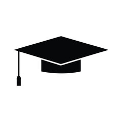 graduation cap isolated on white silhouette vector icon on white background