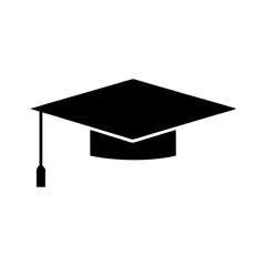 graduation cap isolated on white silhouette vector icon on white background