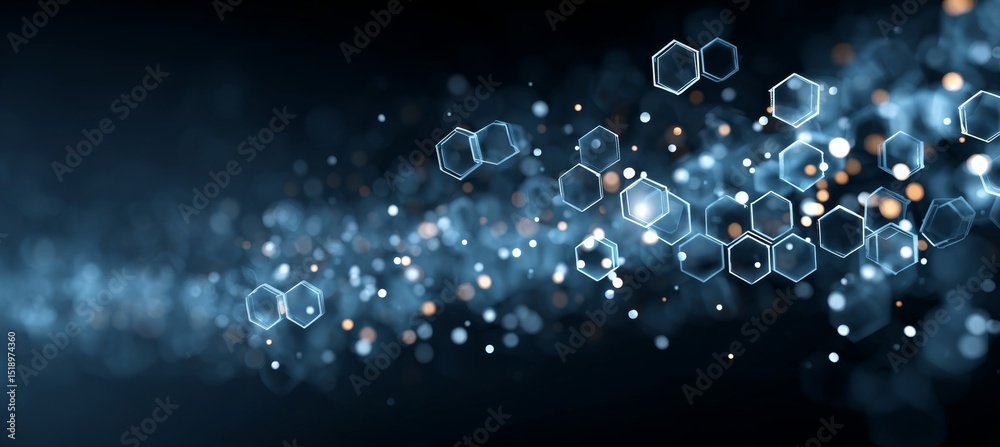 Aufkleber Science polygon networking connect structure. Global wireless server communication system. Team social linked global digital database. Generative AI technology.	
