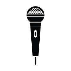 Retro metal microphone for music and audio recording, isolated silhouette vector icon on white background