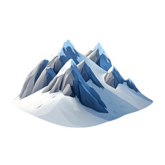 A striking stylized mountain range, covered heavily in white snow, is isolated on a plain transparent background.