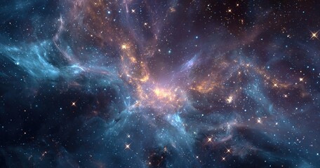 View of universe with stars and amazing colorful and deep blue dark. High quality