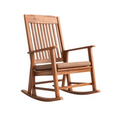 Wooden rocking chair with cushion isolated on white background