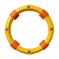 Yellow plastic ring with orange grips isolated on white background
