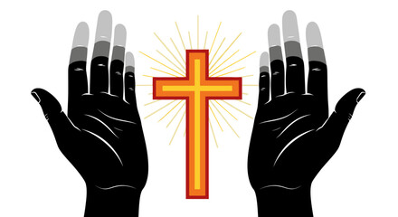 Obraz premium Hands Presenting a Radiant Cross Symbolizing Faith and Hope