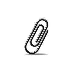 Obraz premium Bold Line Art Isolated Paperclip Standing Upright Against White Background Simple