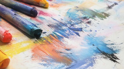 Obraz premium Vibrant Hues: A Colorful Pastel Painting