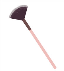 black fan makeup brush vector with soft bristles on light checkered
