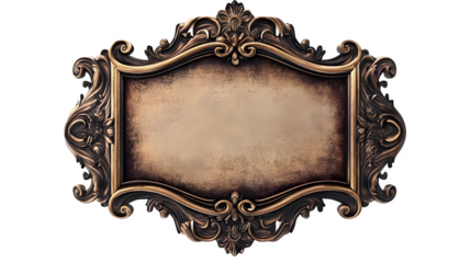 For Sale" sign illustration styled like a vintage, ornate picture frame around blank space, isolated on Transparent background.