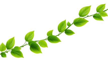Upward trending graph line drawn as a vibrant, growing vine with leaves, symbolizing organic growth, isolated on Transparent background.
