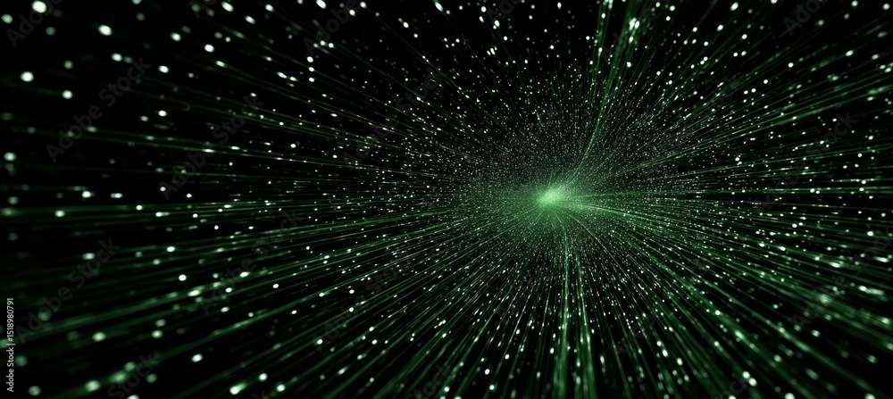 Aufkleber Fast speed light on matrix tunnel. Cyberspace teleport portal. Generative AI technology.	
