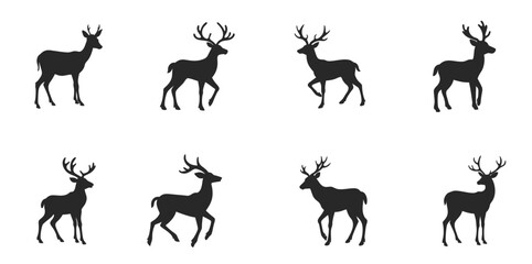 Deer icons set  Silhouettes. vector. editable