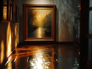 Reflections on Timeless Beauty: An Art Gallery Interior with Classic Artwork