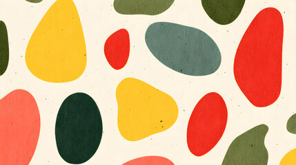 shapes scattered unevenly across a soft glowing backdrop with fluid brushstroke textures