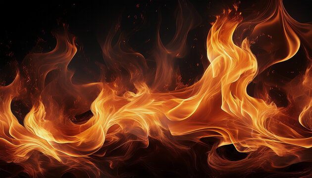 Une flamme brulante orange sur un fond noir.