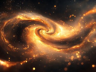 A celestial swirl of golden light and dust, a cosmic ballet in motion