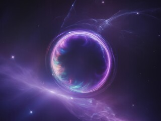 Obraz premium Cosmic nebula purple energy sphere space