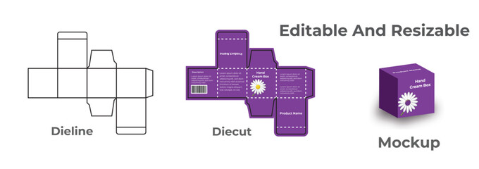 Modern hand cream package design Cosmetics and care branding template A trendy cosmetics and care branding template ready for print