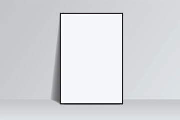 Realistic blank plastic frame photo mockup. Empty rectangular picture frame template isolated on transparent background. Vector mockup for picture, painting, poster, photographs or art gallery
