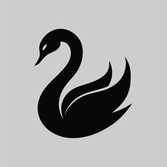 Fototapeta premium Elegant Black Swan on Gray Background Minimalist Design Aesthetic Displayed