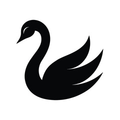 Obraz premium Elegant Black Swan Silhouette on White Background, Minimalist Logo Design Illustration