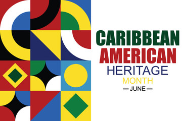 Obraz premium Caribbean American Heritage Month with geometric background, banner, poster and template design. Vector illustration.