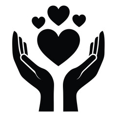 Obraz premium Hands Holding Hearts Icon Illustration Design with Love Symbol Concept