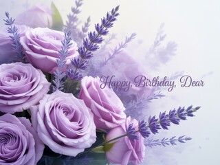 Lavender and purple roses happy birthday bouquet