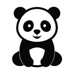 Fototapeta premium Minimalist Panda Bear Illustration Black and White Design with Simplified Features
